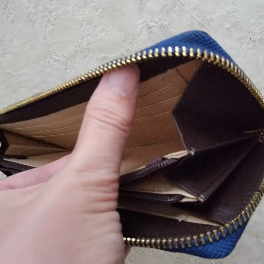 NWOT Lodis Zip Around Continental Blue Extra Long Wallet or Clutch Purse - Picture 15 of 16